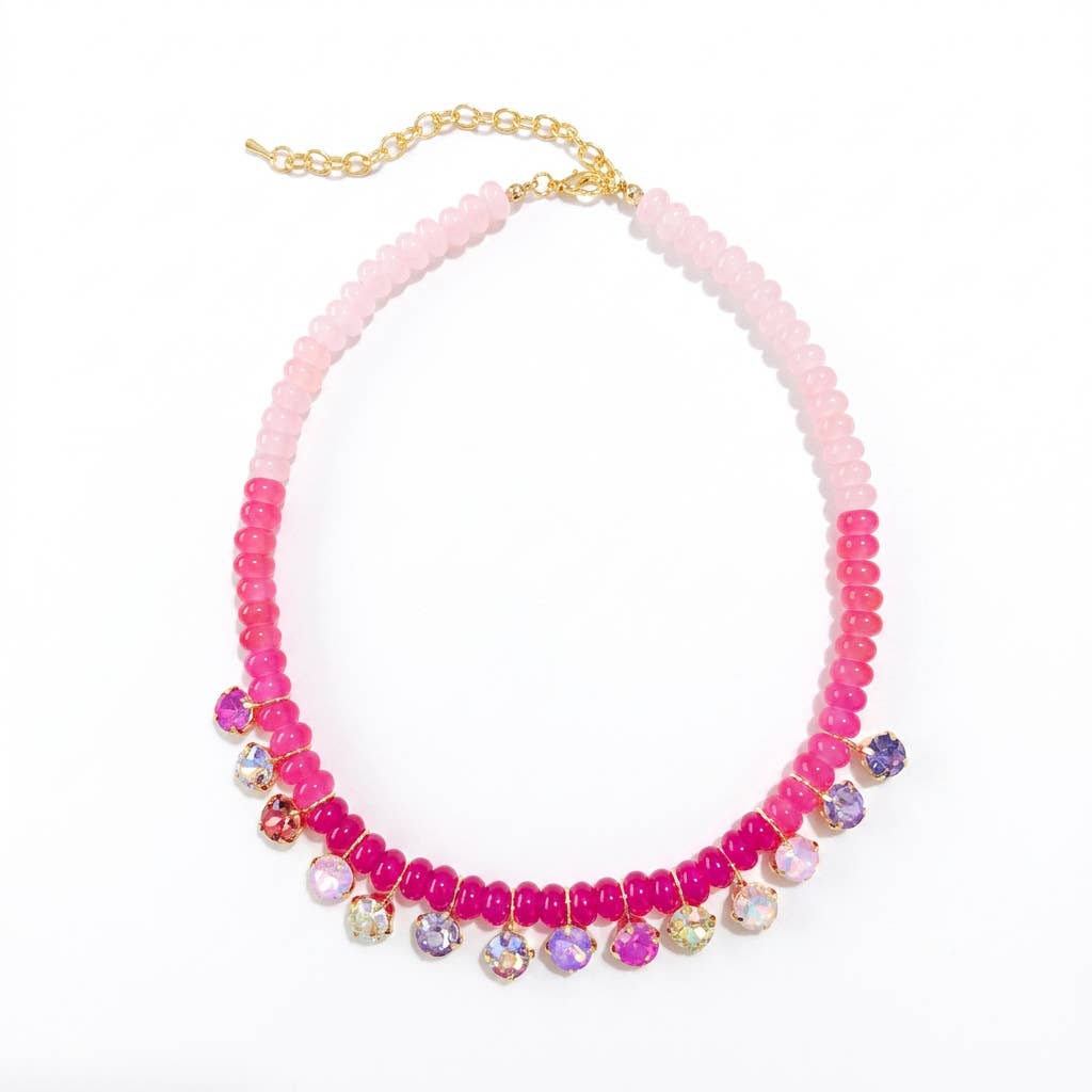 Boho Rondelle Beaded Rhinestone Choker Necklace