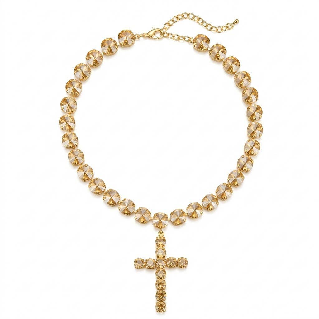 Boho Rondelle Beaded Rhinestone Choker Necklace