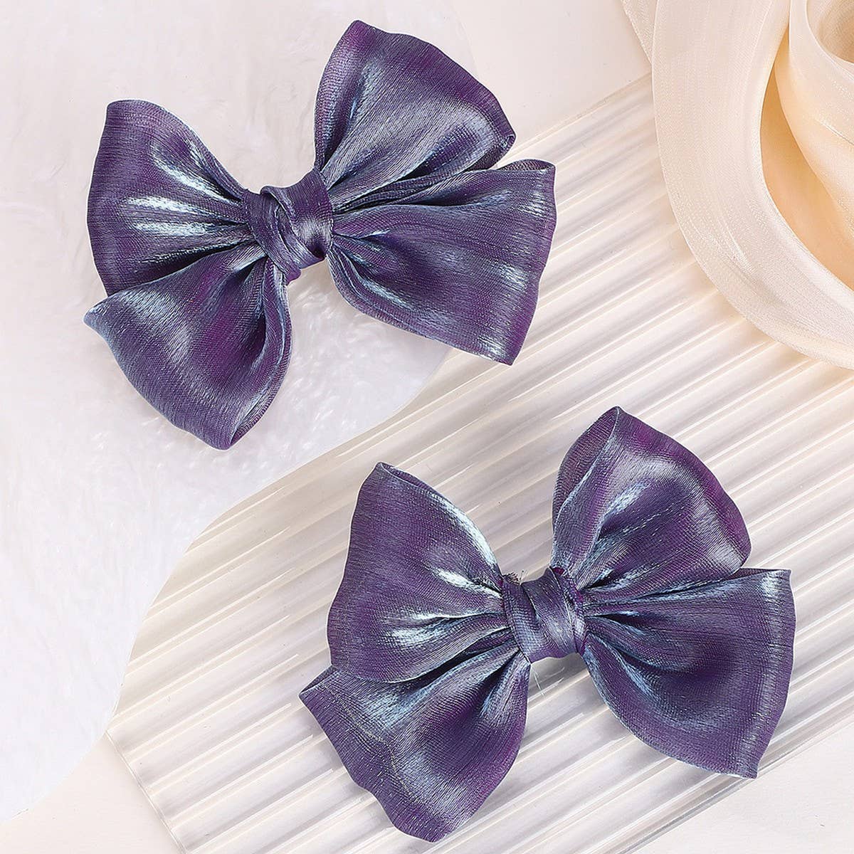 Solid Shiny Bow Hair Clip Set for JK Girls_CWAHA6719