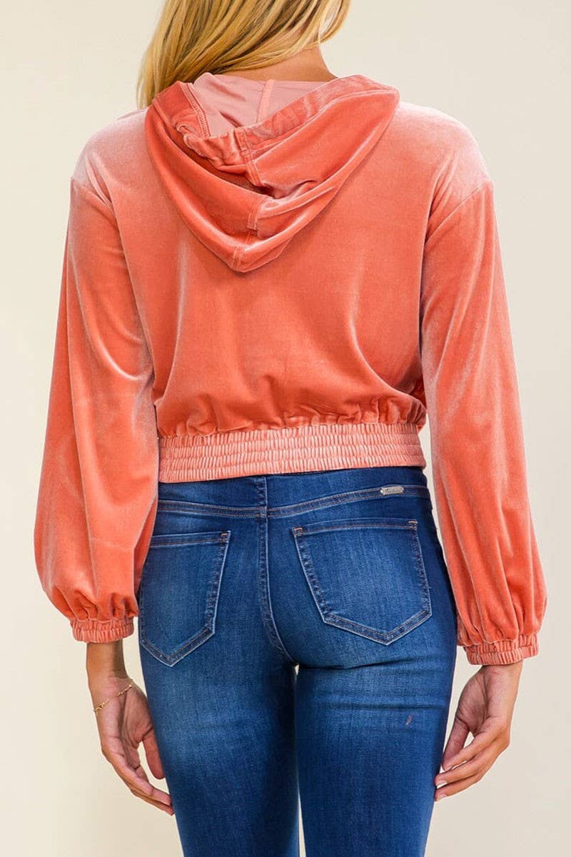 LONG SLEEVE ZIP UP FRONT POCKETS HOODED SWEATER