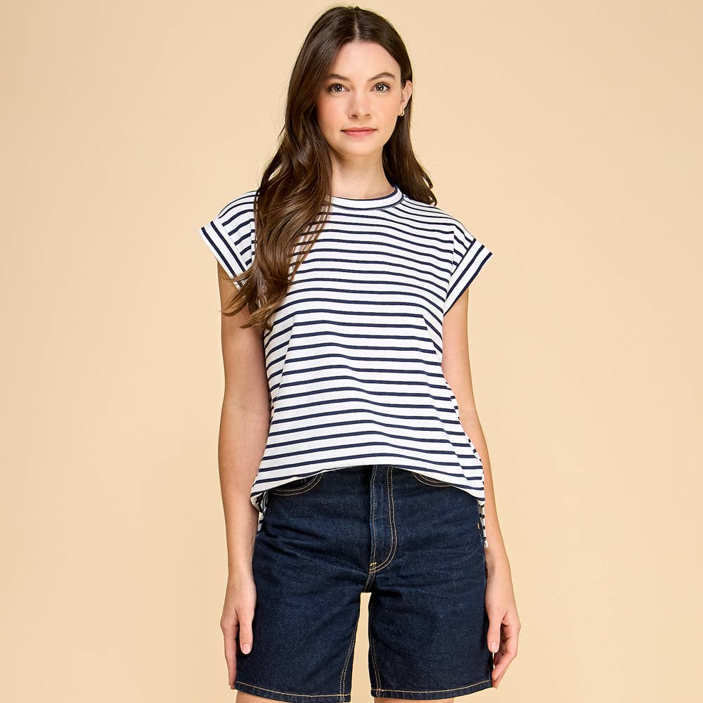 Striped Cap Sleeve Top