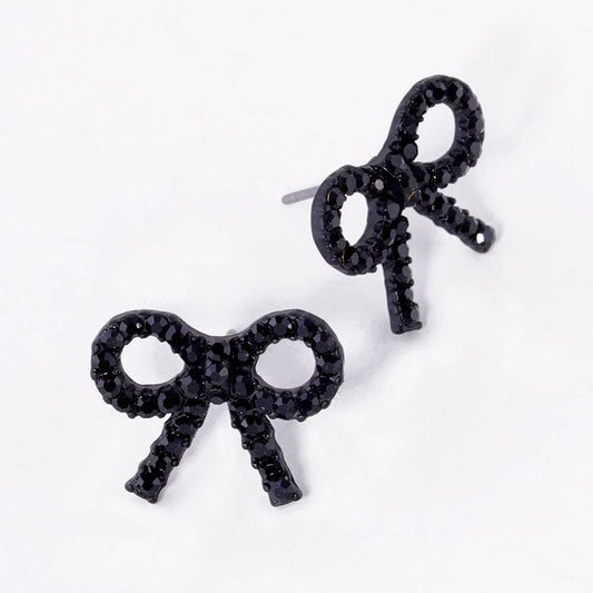 Crystal Stone Studded Ribbon Stud Earrings