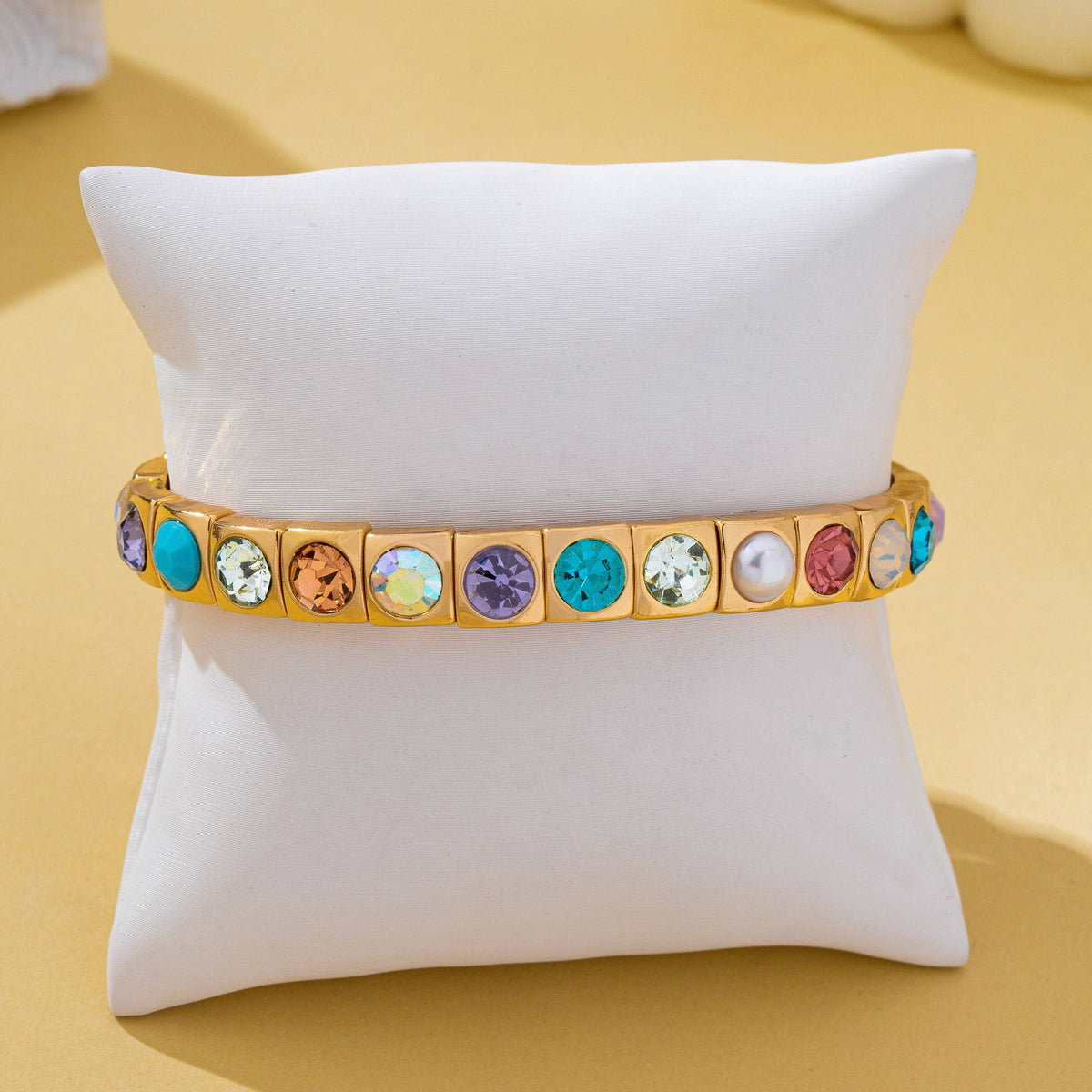 Multicolored Gemstone & Pearl Stretch Bracelet | 80B1831