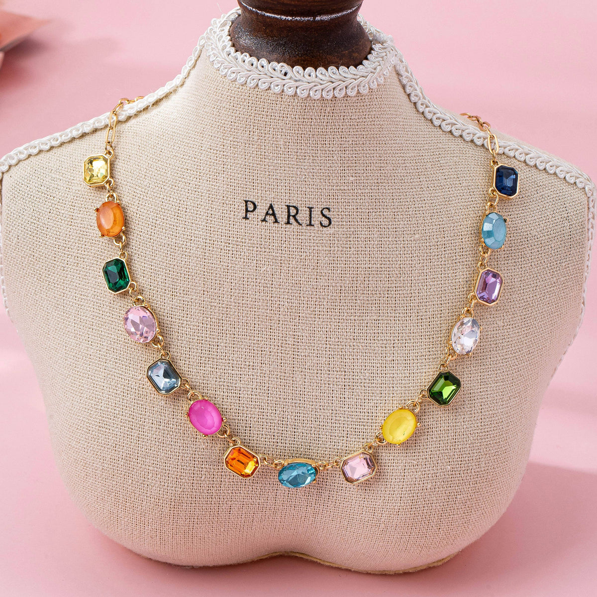 Multicolor Gemstone Link Necklace | 80N92824