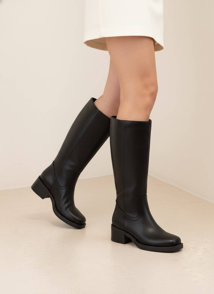 [BEST SELLER] BELVIN all Boots Low Block Heel Versatile Ever