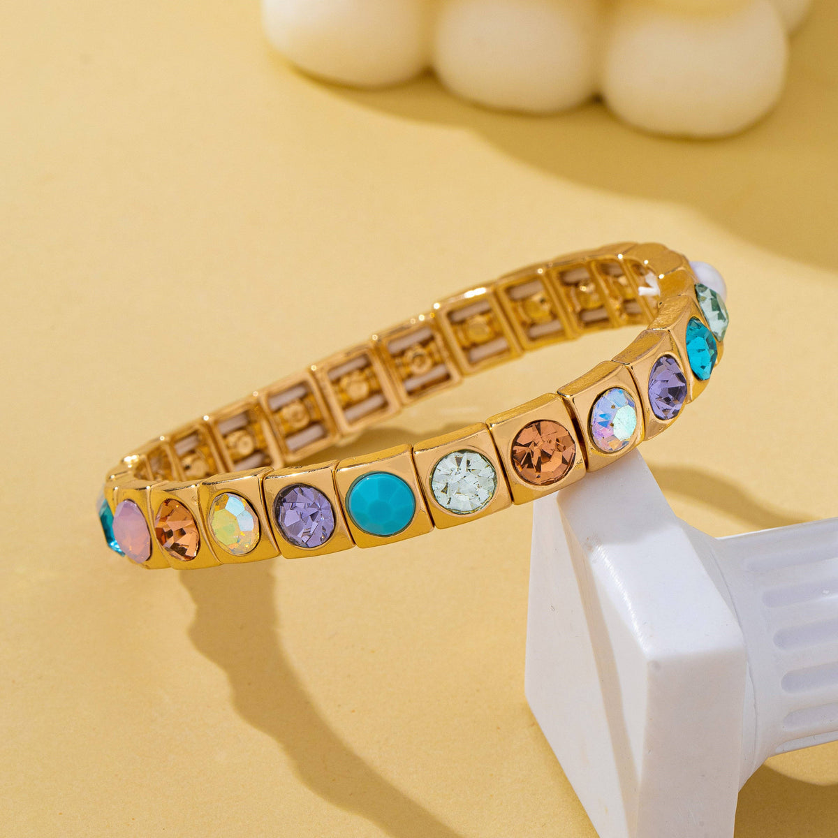 Multicolored Gemstone & Pearl Stretch Bracelet | 80B1831