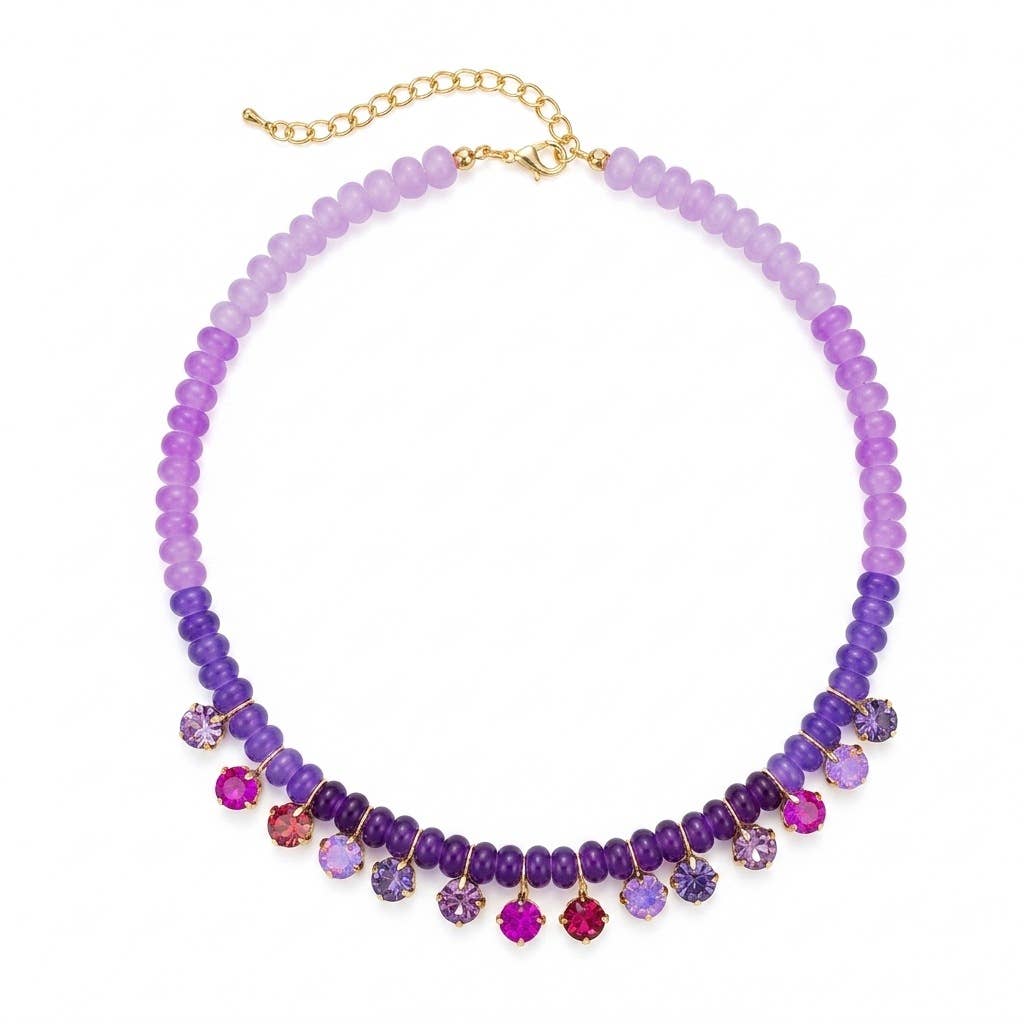 Boho Rondelle Beaded Rhinestone Choker Necklace