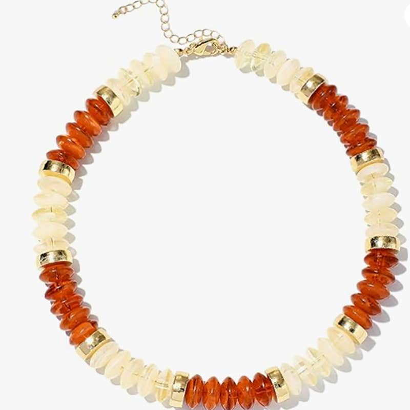 Bohemian Resin Beaded Necklace Summer Layering Jewelry