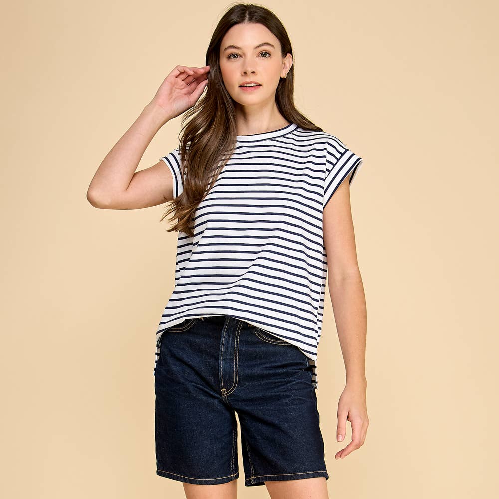 Striped Cap Sleeve Top