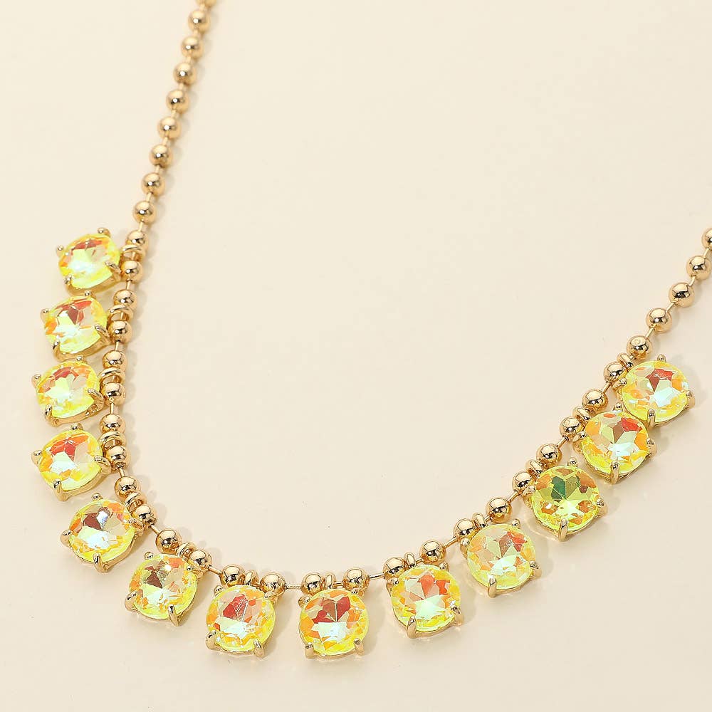 Cushion Teardrop Round Stone Link Evening Necklace