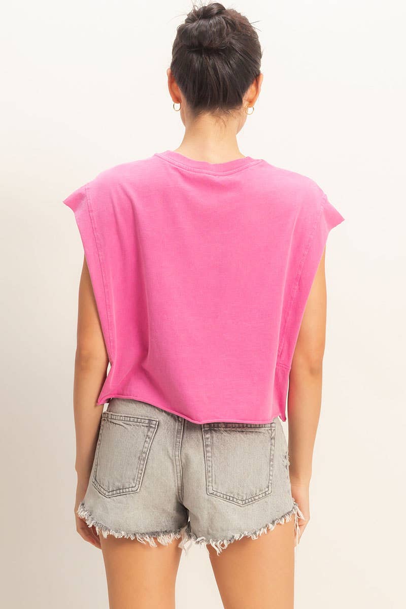 Crew Neck Boxy  Cropped Top