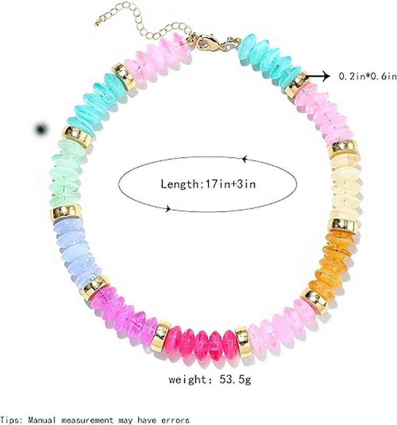Bohemian Resin Beaded Necklace Summer Layering Jewelry