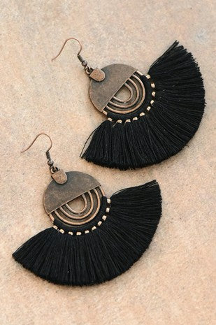 Boho Chic Fan Shaped Tassel Earrings 113