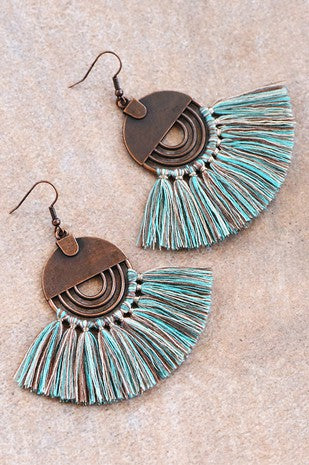 Boho Chic Fan Shaped Tassel Earrings 113