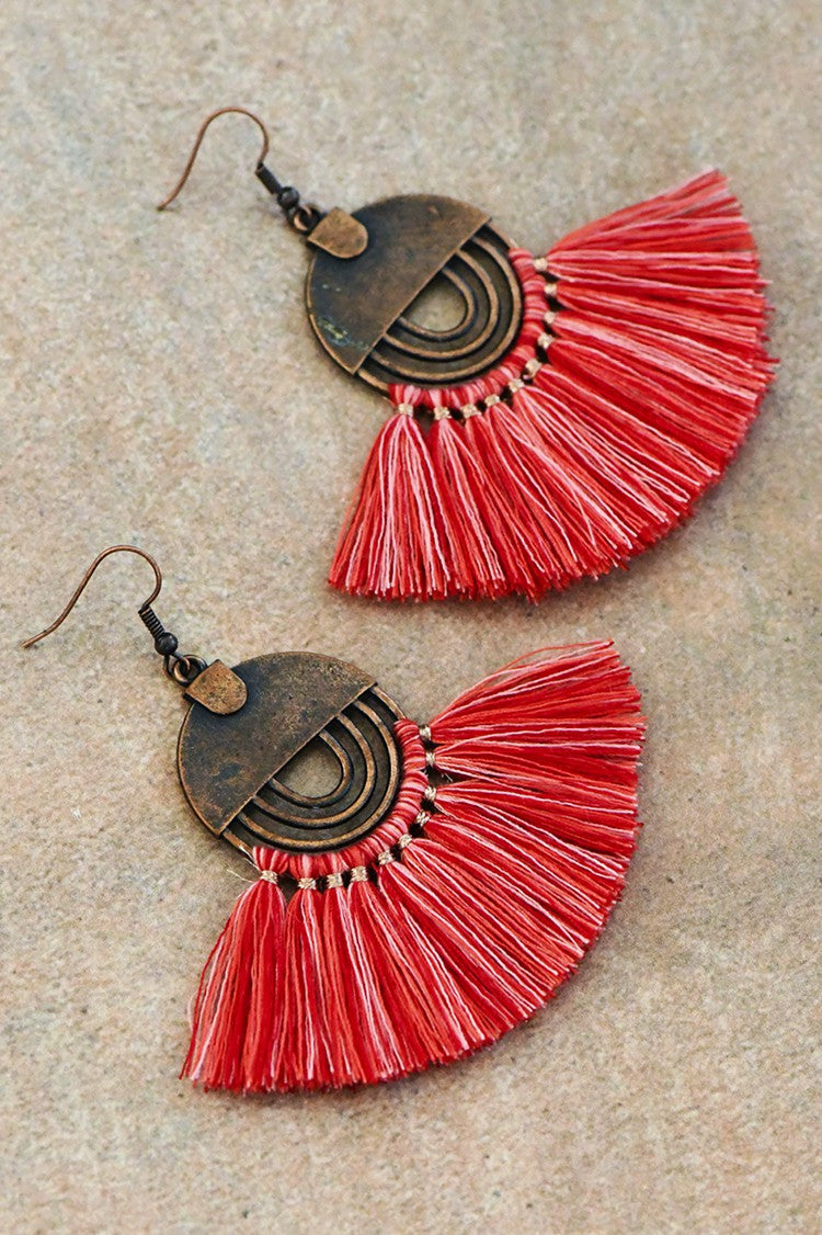 Boho Chic Fan Shaped Tassel Earrings 113