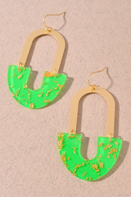 ACETATE METAL METALFLAKE GEOMETRIC EARRINGS #164