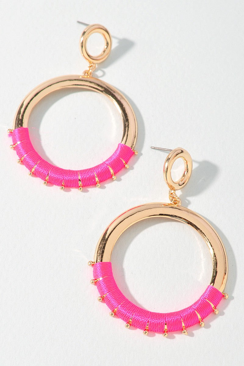 THREAD METAL CIRCLE POST EARRINGS #181