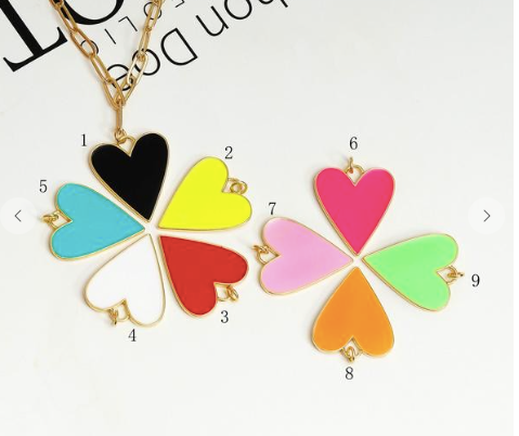 Enamel Heart Paperclip Chain Necklace 501