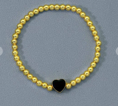 4mm Gold Ball Heart bracelet 500