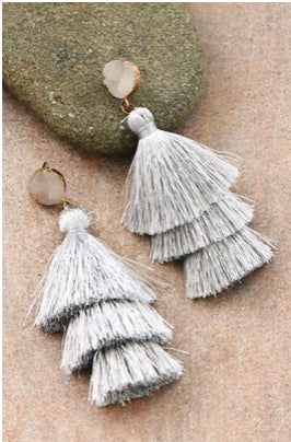 Gray Tassel Drop Earrings. 177