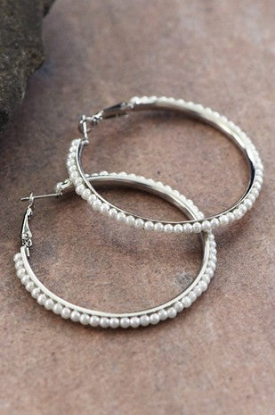 Pearl Hoop Earrings. 115