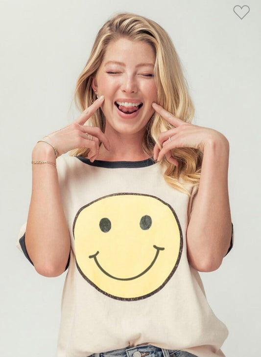 Vintage Happy Face Graphic Tee  106