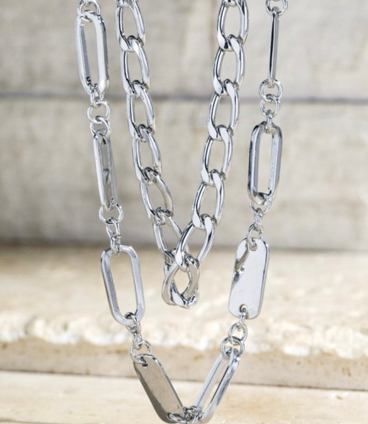 Metal Double Mixed Chain Necklace  148