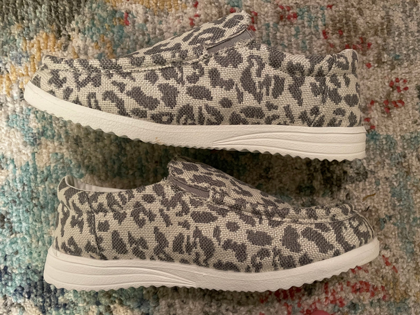 Grey Leopard Slip On Shoes