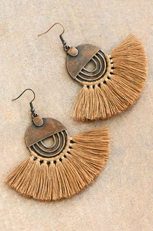 Boho Chic Fan Shaped Tassel Earrings 113