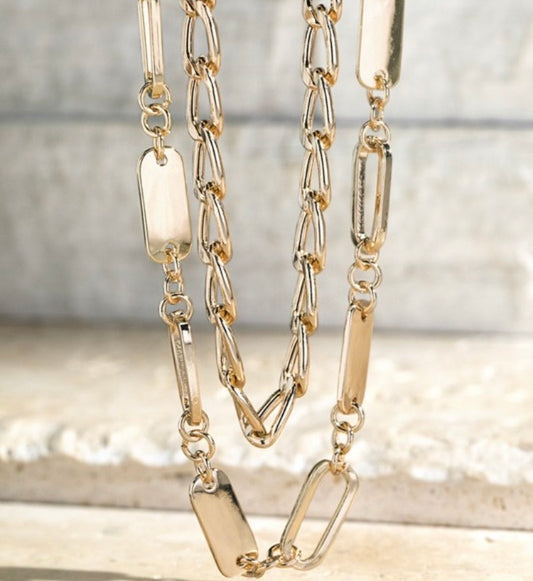 Metal Double Mixed Chain Necklace  148